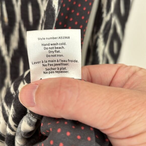 Anthropologie One September Women tribal polka dot tassel embroidered shirt Sm - Picture 9 of 10